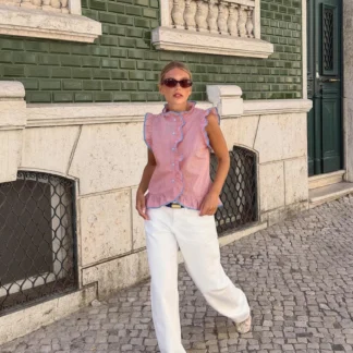 ZARA STRIPED RUFFLE BLOUSE