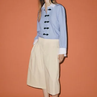 ZARA ZW COLLECTION STRIPED SHIRT WITH FROG FASTENING