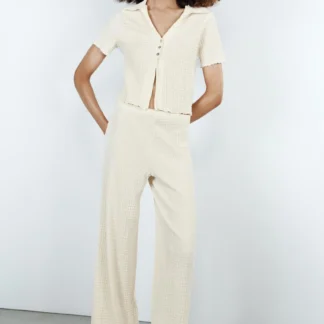 ZARA TEXTURED STRAIGHT-LEG TROUSERS