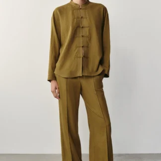 ZARA LINEN BLEND SHIRT WITH FROG FASTENING