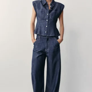 ZARA LINEN BARREL TROUSERS