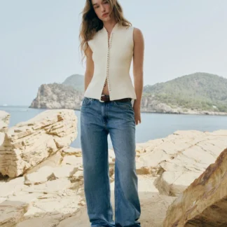 ZARA COVERED BUTTON KNIT WAISTCOAT