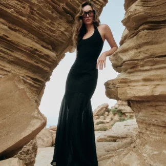ZARA COMBINED KNIT HALTER DRESS