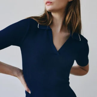 ZARA CONTRAST POLO TOP