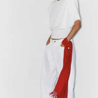ZARA KNIT TOP WITH SHOULDER PADS