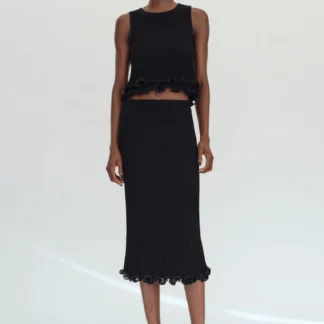 ZARA DOUBLE-LAYER KNIT MIDI SKIRT