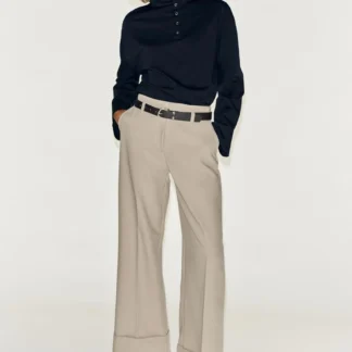 ZARA BELTED TROUSERS WITH TURN-UP HEMS