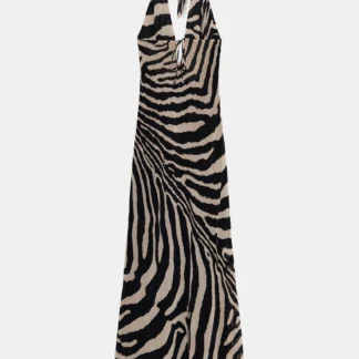 ZARA LONG ANIMAL PRINT HALTER DRESS