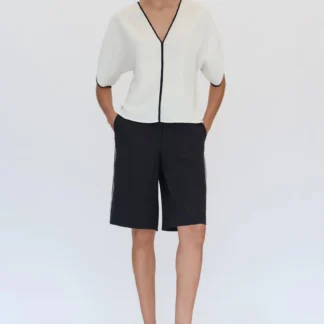 ZARA LONG CONTRAST PIPING BERMUDA SHORTS