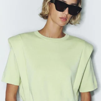 ZARA KNIT TOP WITH SHOULDER PADS