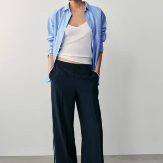 ZARA CONTRAST TRIM TROUSERS