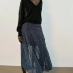 ZARA POLKA DOT MIDI SKIRT
