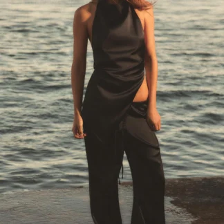 ZARA SATIN DRAWSTRING TROUSERS