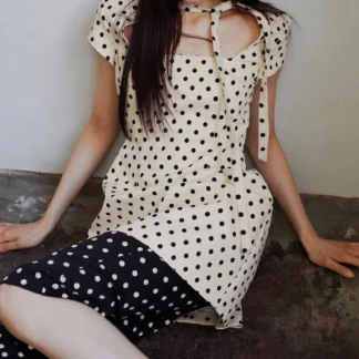 ZARA POLKA DOT SHORT DRESS WITH TIE DETAIL