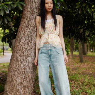 ZARA TRF STRAIGHT-LEG DOUBLE WAISTBAND MID-WAIST JEANS