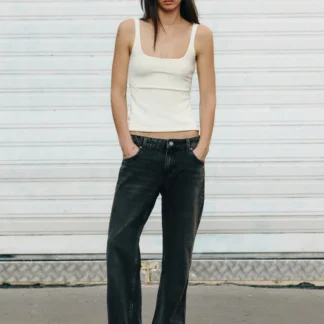 ZARA TRF WIDE-LEG LOW-RISE JEANS