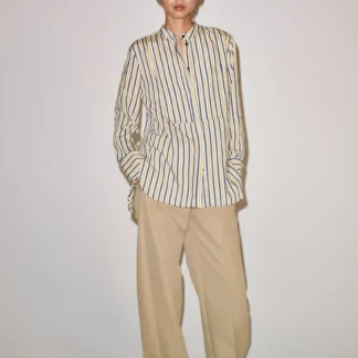 ZARA ZW COLLECTION STRIPED SHIRT WITH BIB DETAIL