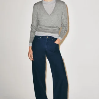 ZARA ZW COLLECTION CURVED STRAIGHT MID-WAIST PRINTED JEANS