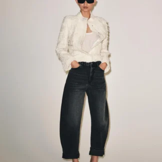 ZARA ZW COLLECTION MID-WAIST CUFFED BALLOON JEANS