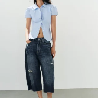 ZARA TRF BAGGY DENIM JORTS