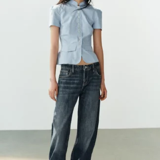 ZARA CHECK PEPLUM TOP