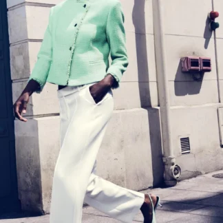 ZARA BUTTON DETAIL STRAIGHT-LEG TROUSERS
