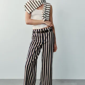 ZARA STRIPED TROUSERS WITH BELT