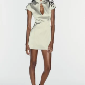 ZARA SATIN CUT-OUT MINI DRESS