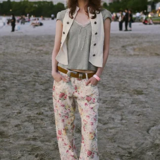 ZARA TRF PRINTED STRAIGHT-LEG JEANS
