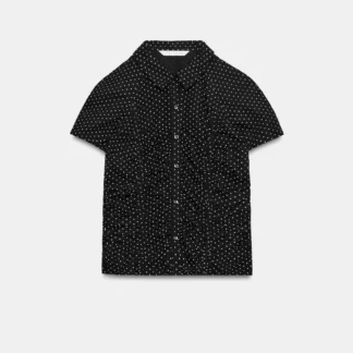 ZARA POLKA DOT GATHERED POPLIN SHIRT