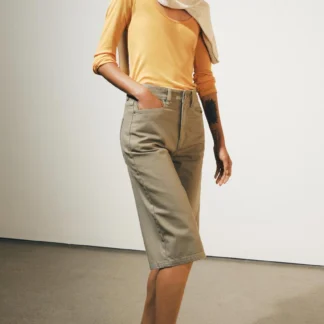 ZARA ZW COLLECTION MID-WAIST DENIM BERMUDA SHORTS