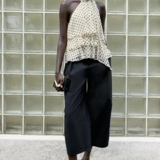 ZARA RUFFLED HALTER NECK TOP WITH DOTS
