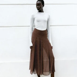 ZARA POLKA DOT MIDI SKIRT