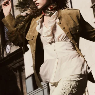 ZARA RUFFLED SHIRT WITH FITTED WAIST