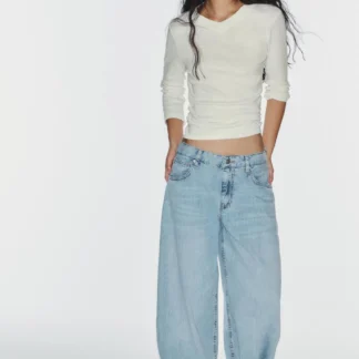 ZARA TRF MID-RISE BALLOON JEANS