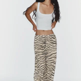 ZARA ANIMAL PRINT WIDE-LEG TROUSERS WITH DRAWSTRINGS