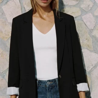ZARA BLAZER WITH SHOULDER PADS AND PRINTED CUFFS