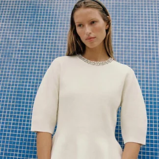 ZARA KNIT TOP WITH JEWEL NECK