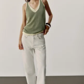 ZARA KNIT TOP WITH CONTRAST DETAILING