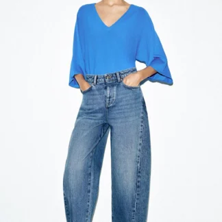 ZARA Z1975 HIGH-WAIST BARREL SEAMED JEANS
