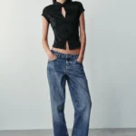 ZARA JACQUARD TOP WITH FROG FASTENING