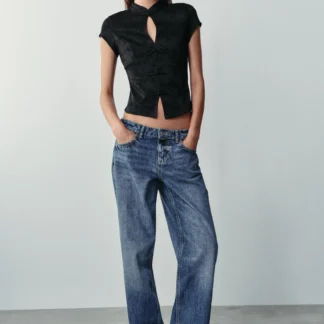 ZARA JACQUARD TOP WITH FROG FASTENING