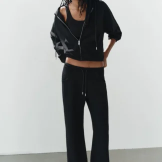 ZARA INTERLOCK FLARED TROUSERS