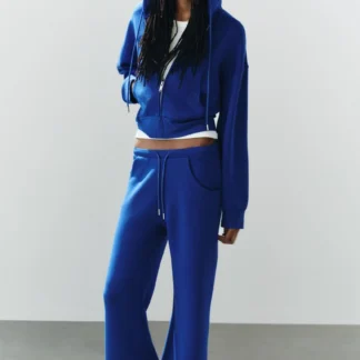ZARA INTERLOCK FLARE TROUSERS