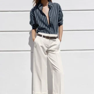 ZARA TURN-UP HEM TROUSERS WITH BELT