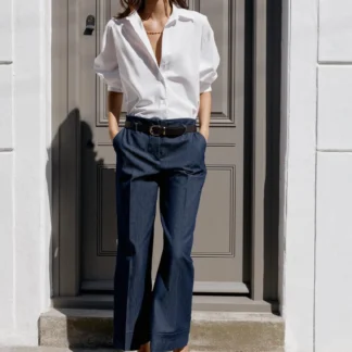 ZARA BELTED TROUSERS WITH TURN-UP HEMS