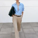 ZARA BELTED TROUSERS WITH TURN-UP HEMS