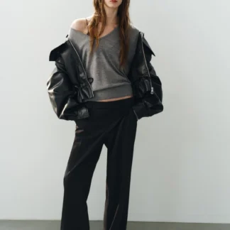 ZARA LOW-RISE STRAIGHT-LEG TROUSERS