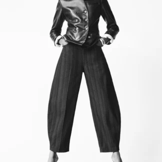 ZARA ZW COLLECTION DOUBLE-BREASTED LEATHER BLAZER