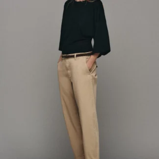 ZARA BRAIDED BELT CHINO TROUSERS